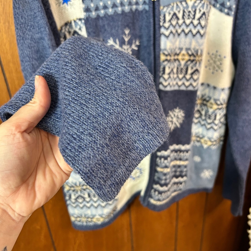 Classic Elements Blue Snowflake Patchwork Full Zi… - image 4